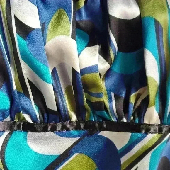 Vintage Y2K BCX Satin Ruched Empire Waist Cami Tank Top sz M ~Retro Swirl~ - Picture 3 of 10